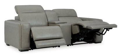 Correze 3-Piece Dual Power Leather Reclining Modular Loveseat With Console