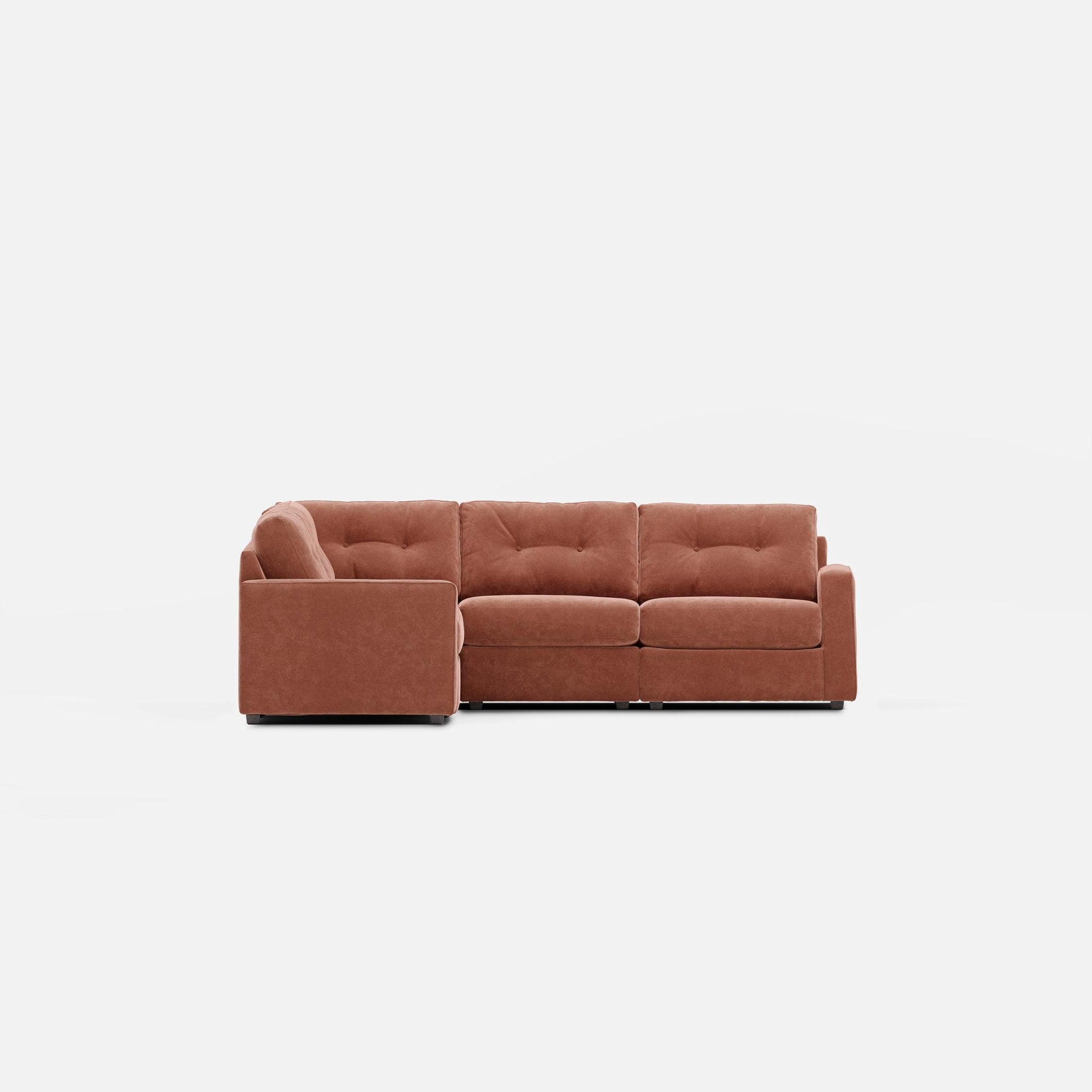 Terracotta 5-piece modular sectional sofa with chaise and tufted back cushions
