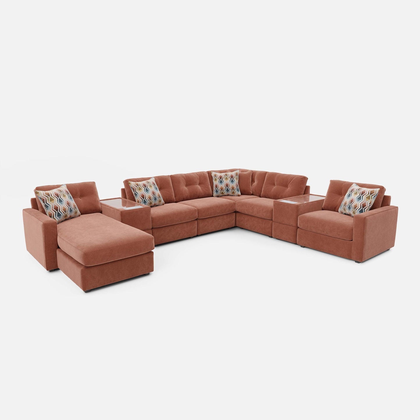 Modular One 8-Piece Sectional Chaise with E-Console