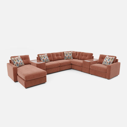 Modular One 8-Piece Sectional Chaise with E-Console