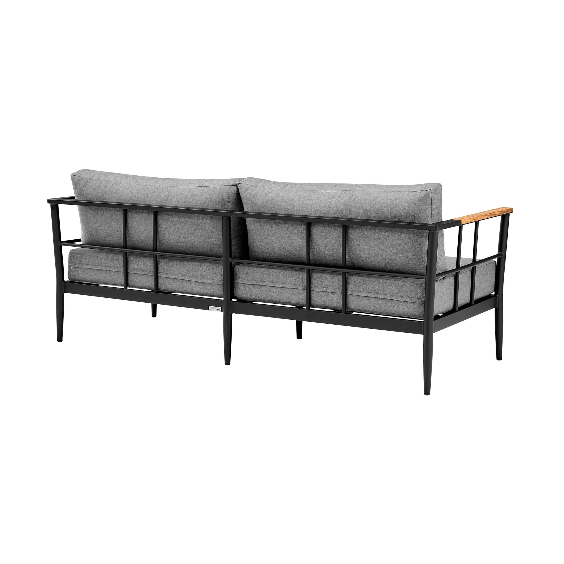 Shari Outdoor Patio 4-Piece Lounge Set in Aluminum with Teak Wood and Gray Cushions