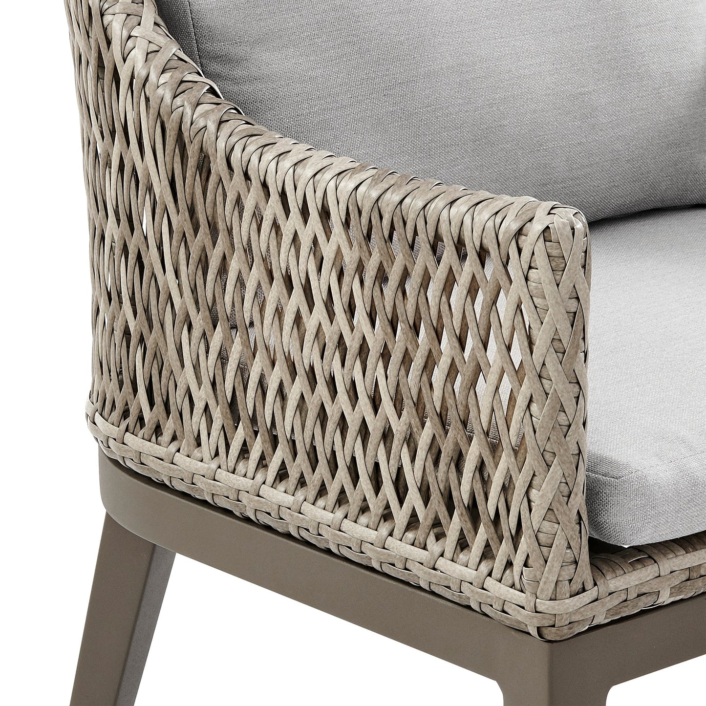 Silvana Outdoor Wicker and Aluminum Gray Dining Chair with Beige Cushions (Set of 2)