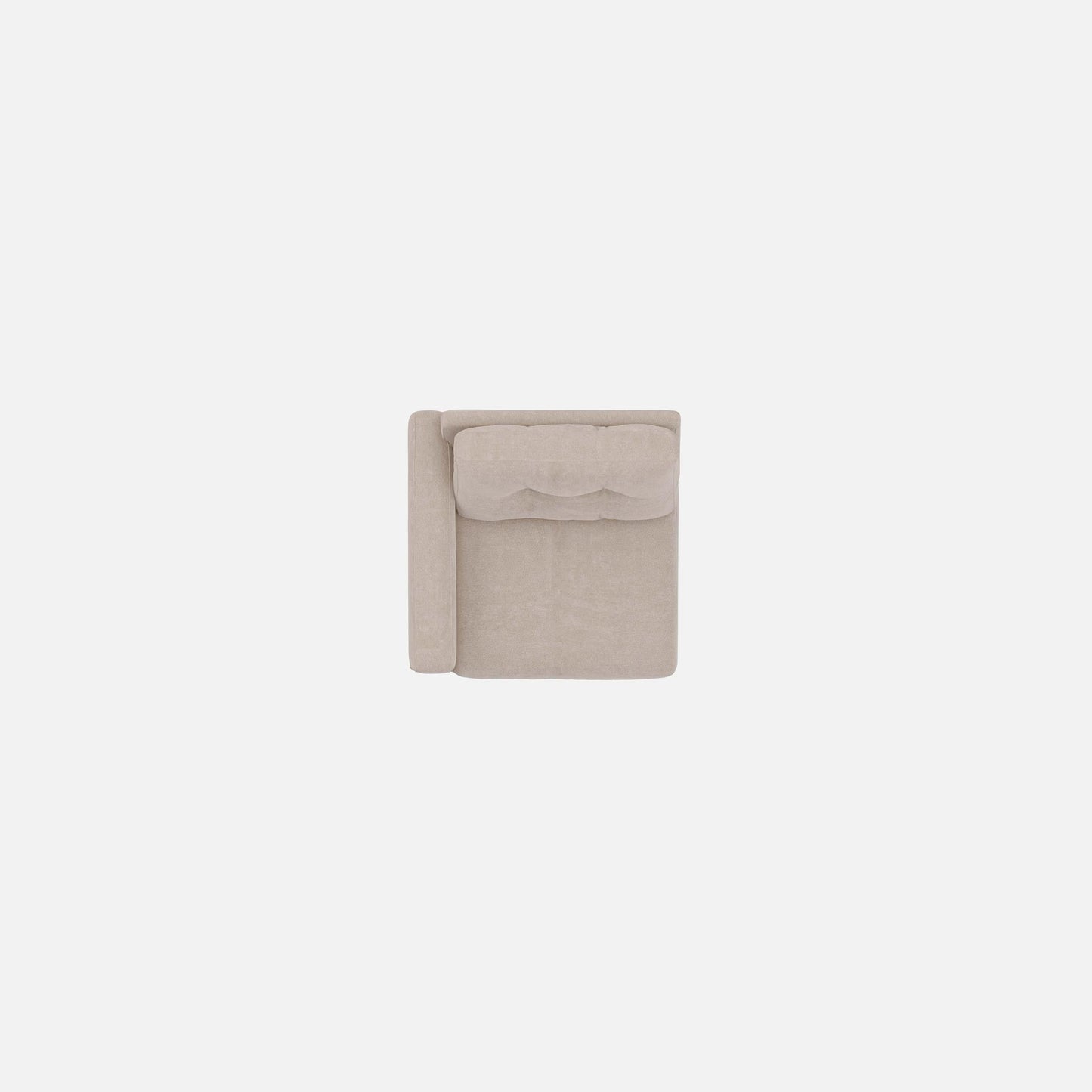 Light beige modular chair shown from front with tufted back and padded arms
