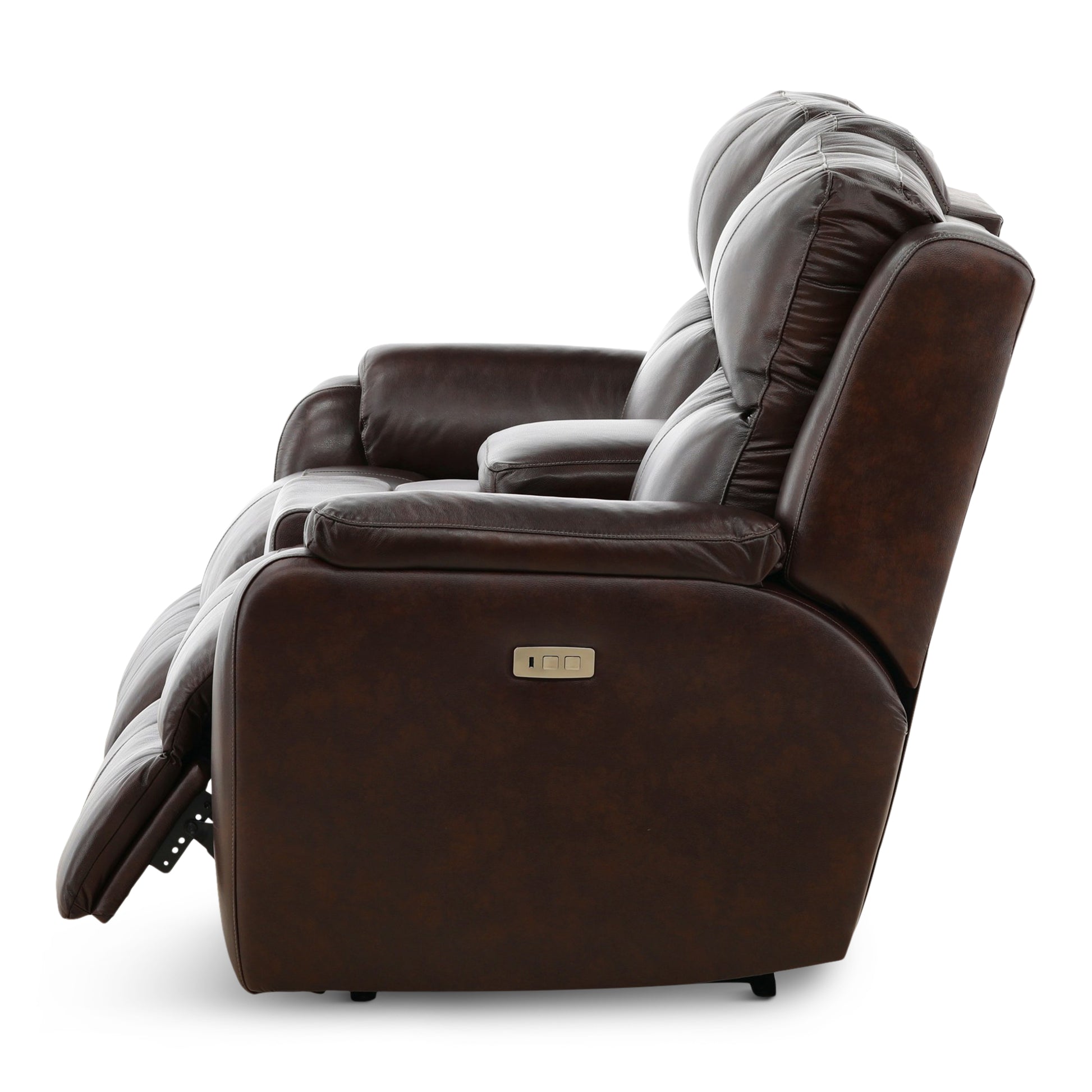 Waylon Leather Power Reclining Console Loveseat