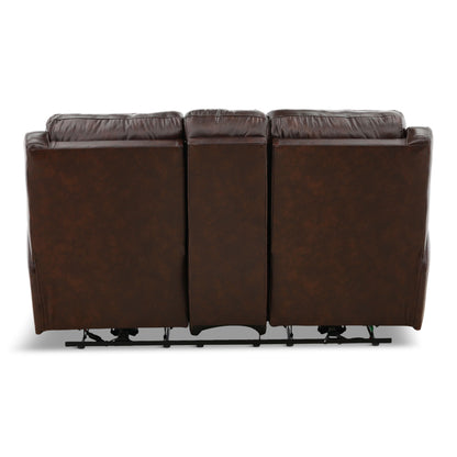 Waylon Leather Power Reclining Console Loveseat