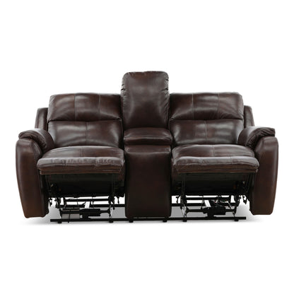 Waylon Leather Power Reclining Console Loveseat