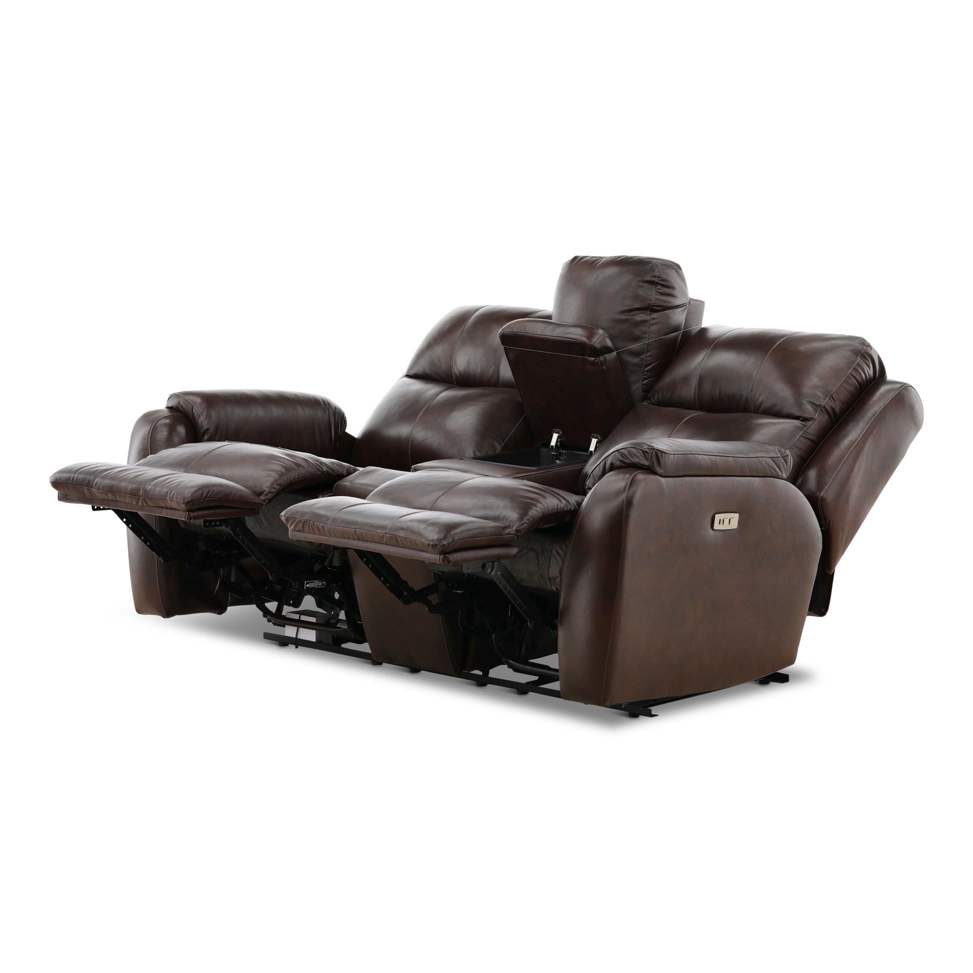 Waylon Leather Power Reclining Console Loveseat
