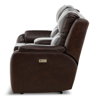 Waylon Leather Power Reclining Console Loveseat