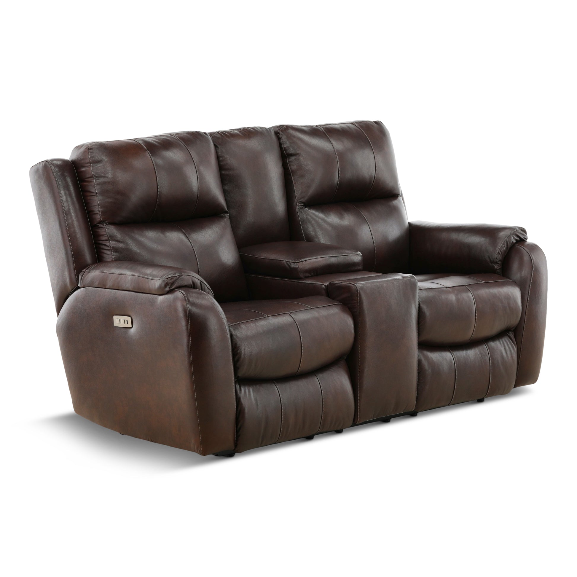 Waylon Leather Power Reclining Console Loveseat