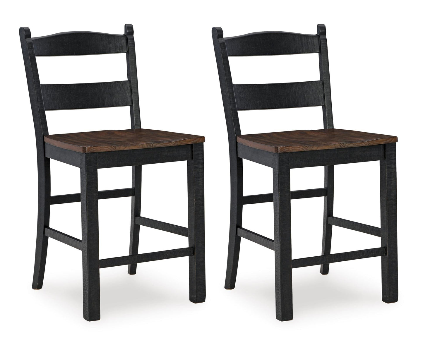 Valebeck Counter Height Bar Stool with Back (Set of 2) Black