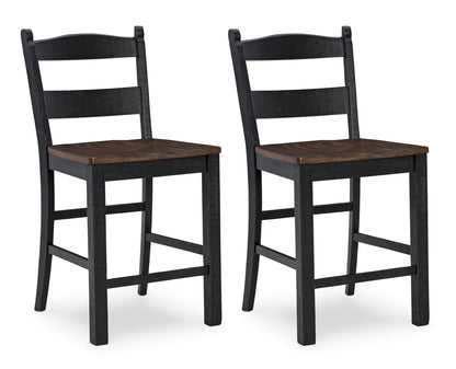Valebeck Counter Height Bar Stool with Back (Set of 2) Black