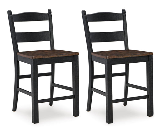 Valebeck Counter Height Bar Stool with Back (Set of 2) Black
