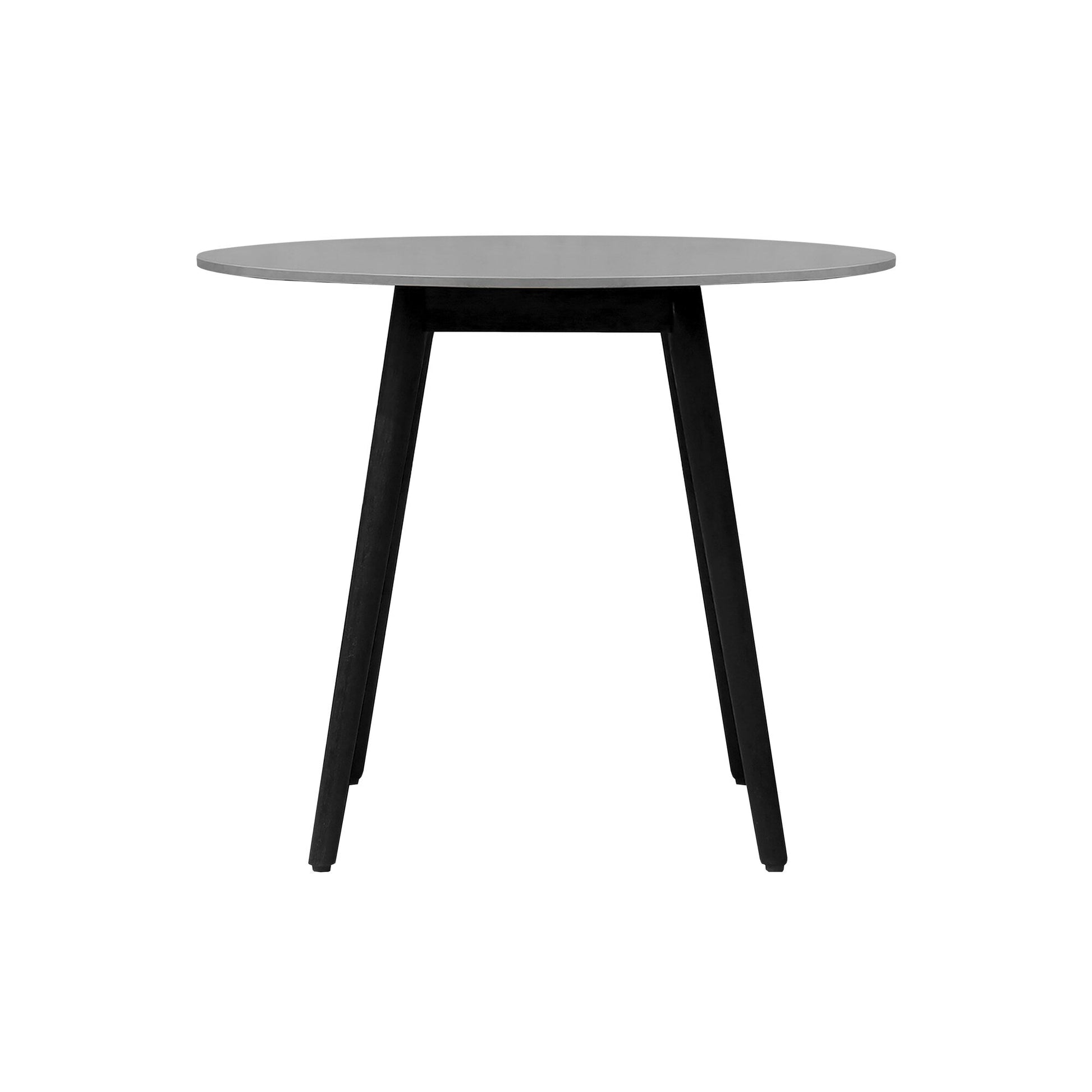 Sydney Outdoor Patio Round 36" Dining Table in Black Eucalyptus and Gray Stone