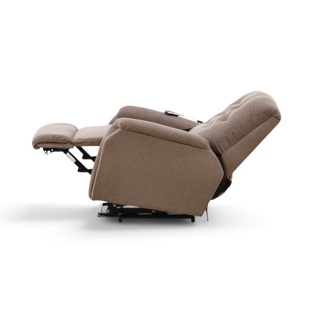 La-Z-Boy Billie power recliner reclined with footrest extended, opposite side view.