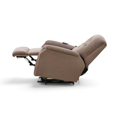 La-Z-Boy Billie power recliner reclined with footrest extended, opposite side view.