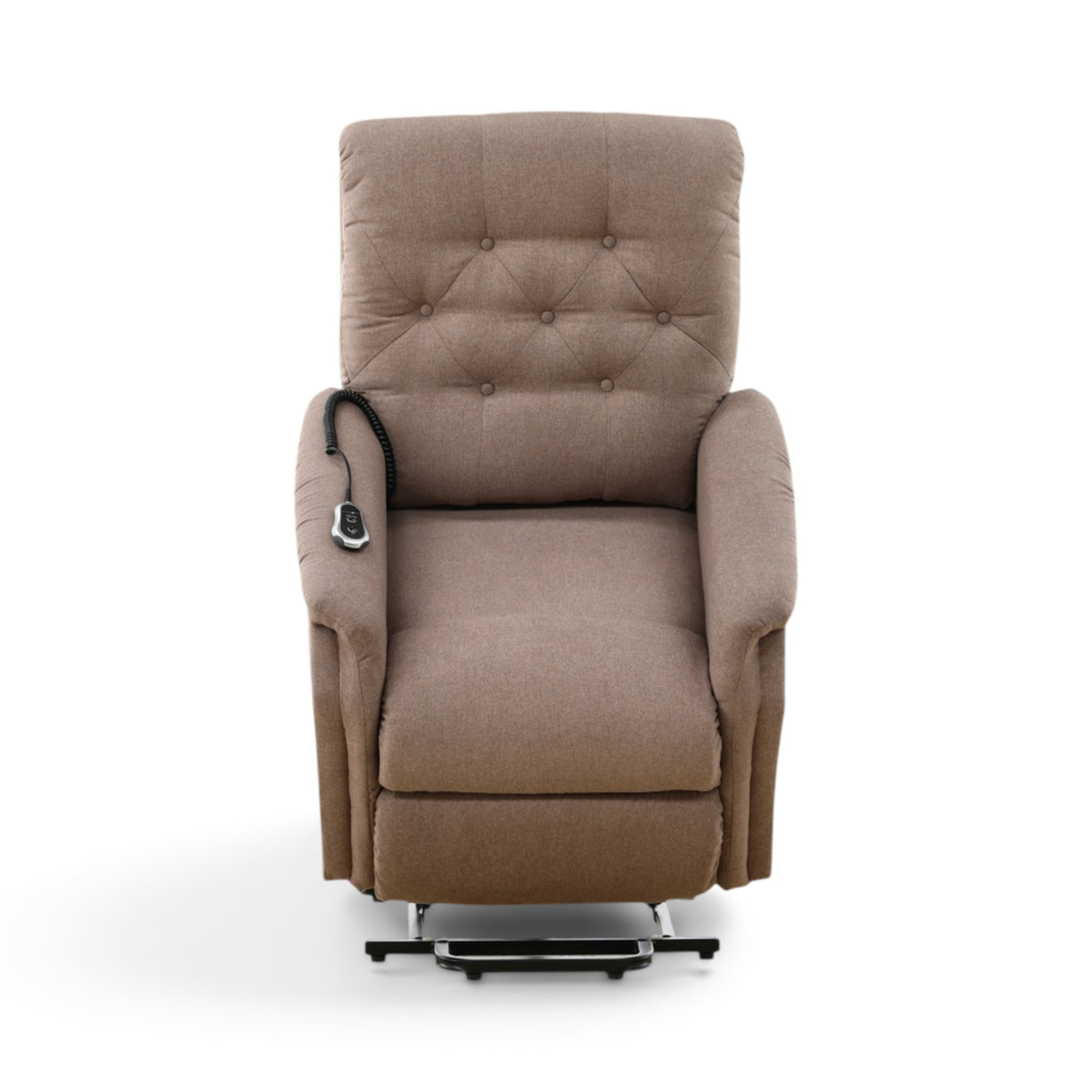 La-Z-Boy Billie power recliner in taupe fabric with tufted back and wired control