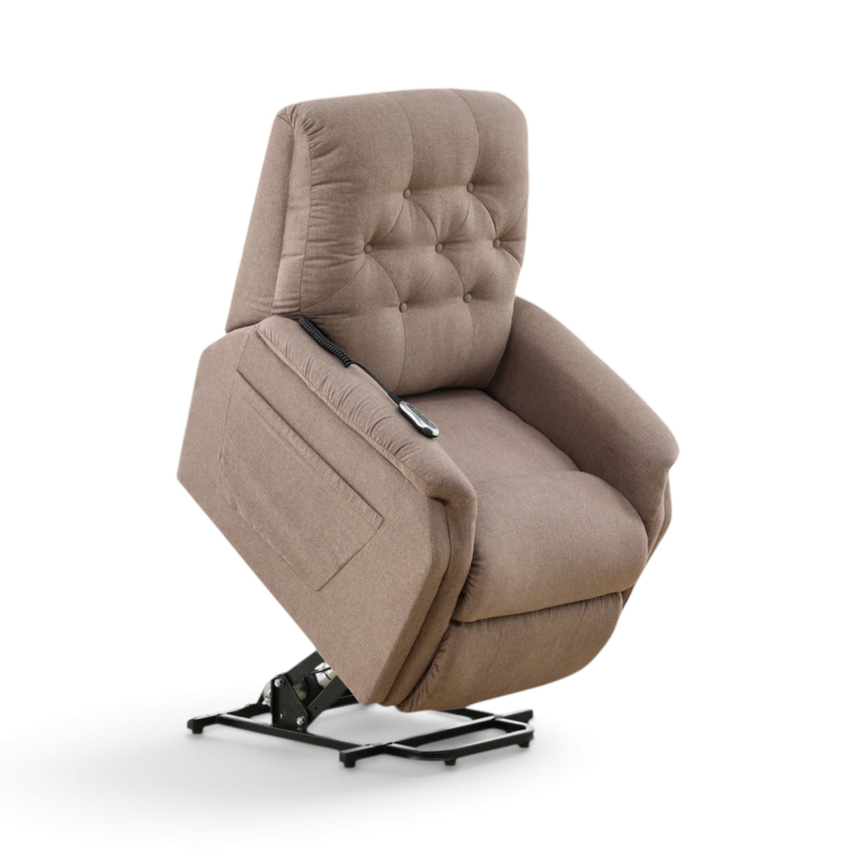 La-Z-Boy Billie power recliner angled upward, showing its padded arms and lift base