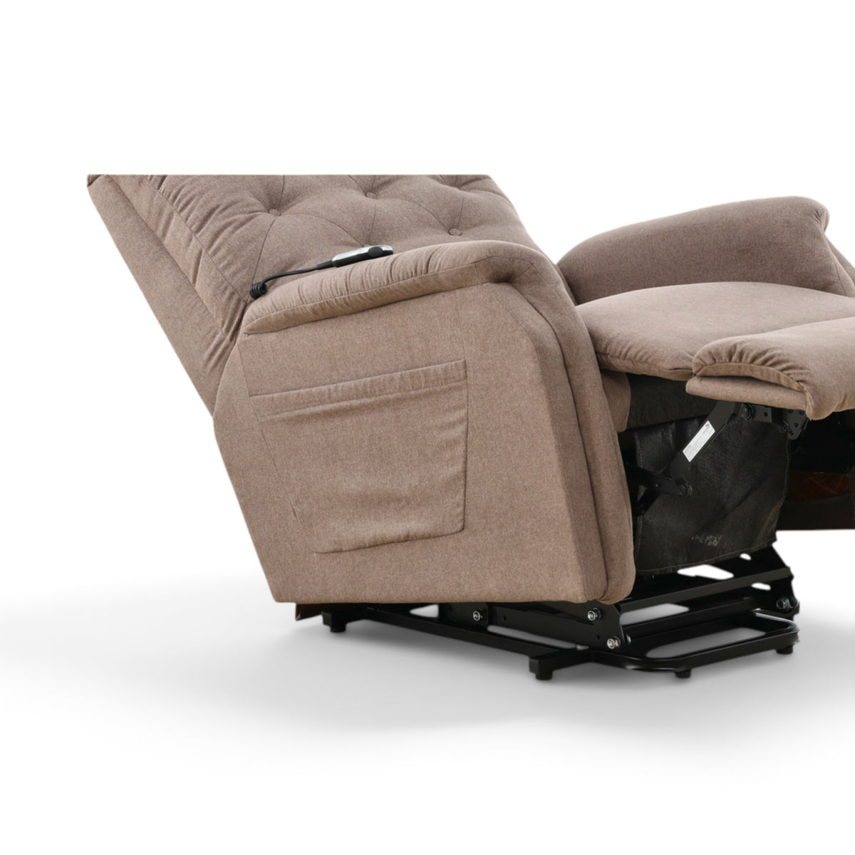 La-Z-Boy Billie recliner tilted with footrest extended and lift mechanism visible
