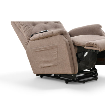 La-Z-Boy Billie recliner tilted with footrest extended and lift mechanism visible