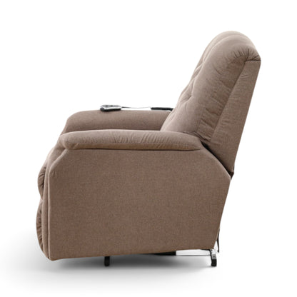 La-Z-Boy Billie power recliner, opposite side view with wired remote on the arm.