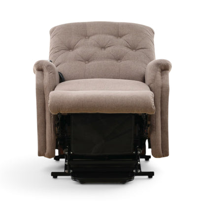 La-Z-Boy Billie power recliner with footrest extended, front view of the exposed mechanism.