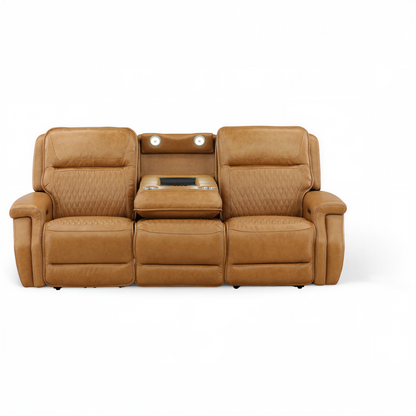 Denton Leather Power Reclining Home Theater Sofa