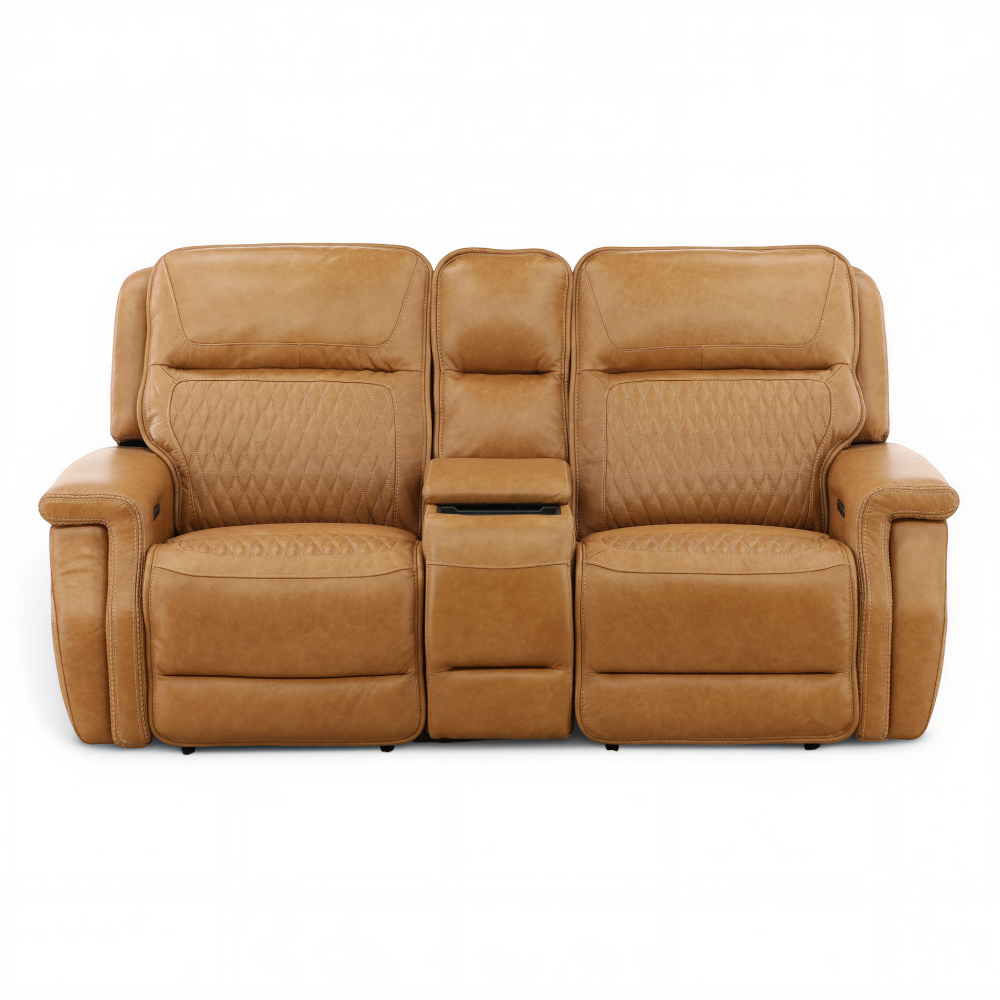 Denton Leather Power Reclining Home Theater Console Loveseat