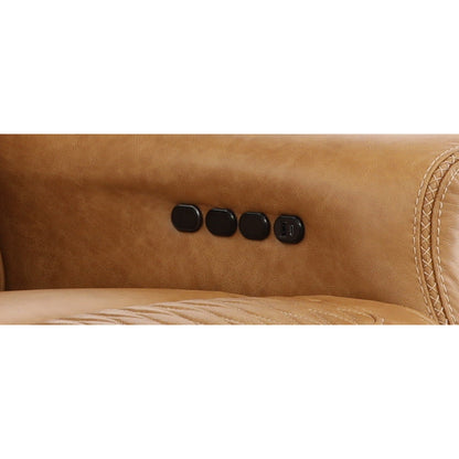 Denton Leather Power Reclining Home Theater Console Loveseat