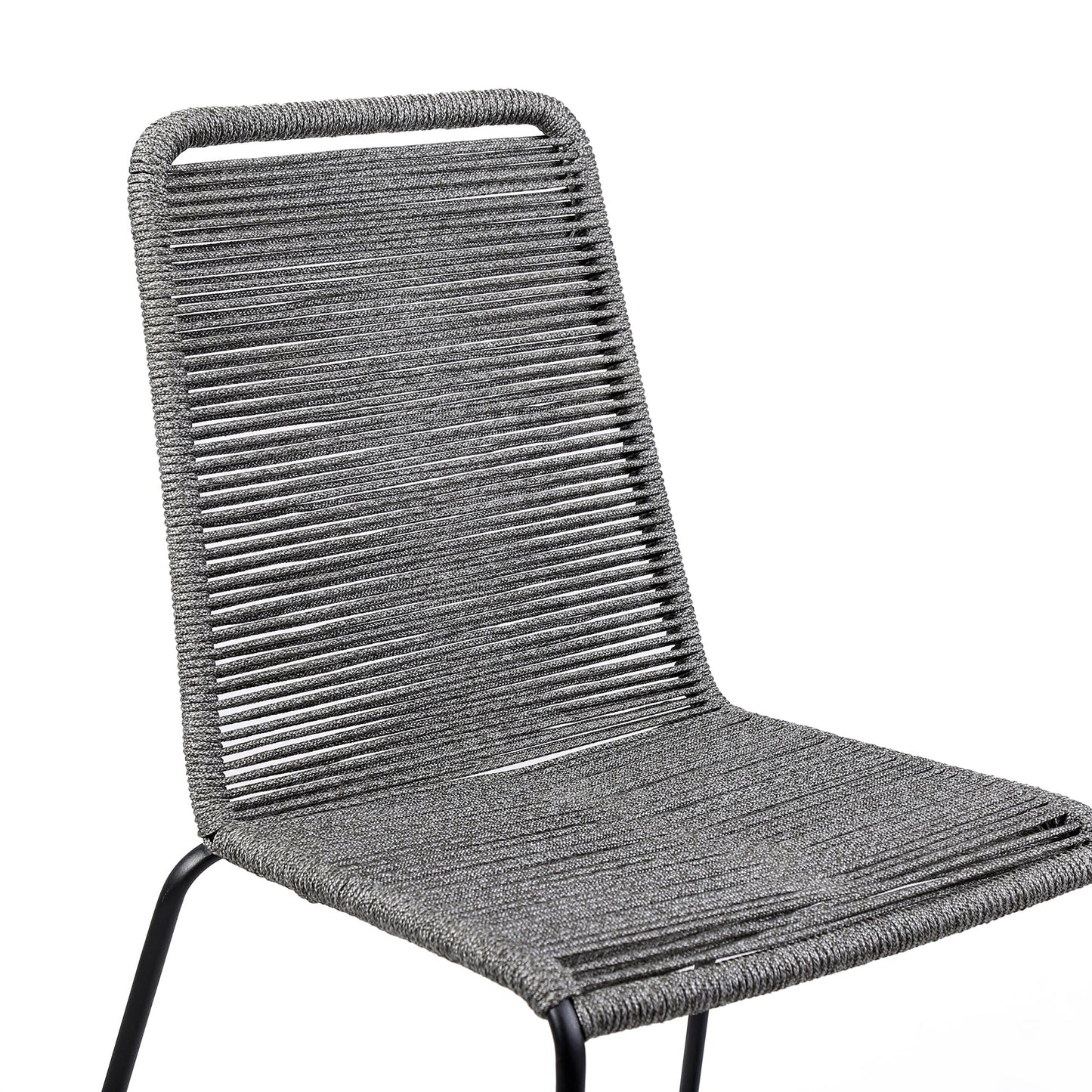 Shasta Outdoor Metal and Gray Rope Stackable Dining Chair (Set of 2)