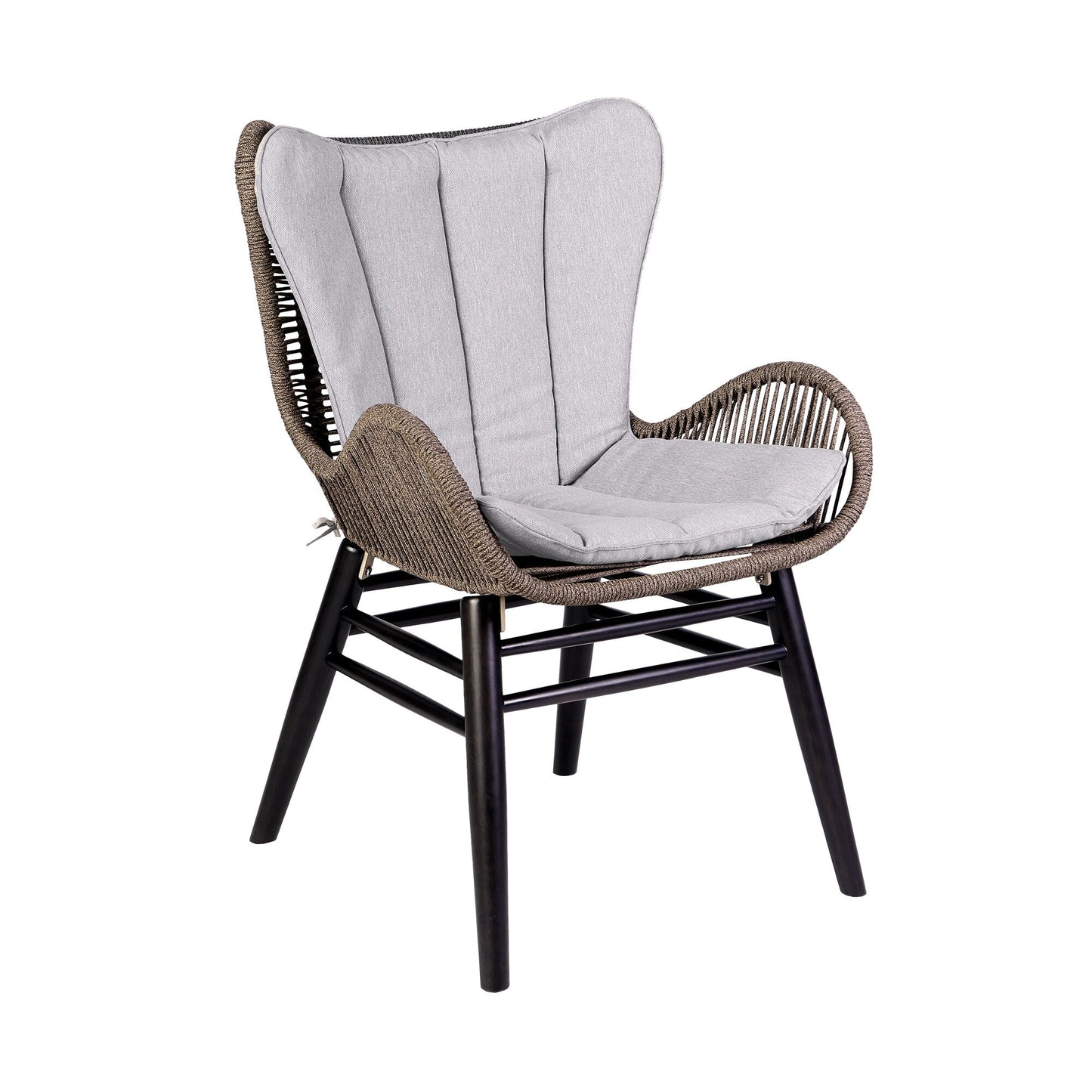 Fanny Outdoor Patio Dining Chair in Dark Eucalyptus Wood and Truffle Rope