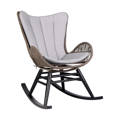 Fanny Outdoor Patio Rocking chair in Dark Eucalyptus Wood and Truffle Rope