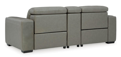 Correze 3-Piece Dual Power Leather Reclining Modular Loveseat With Console