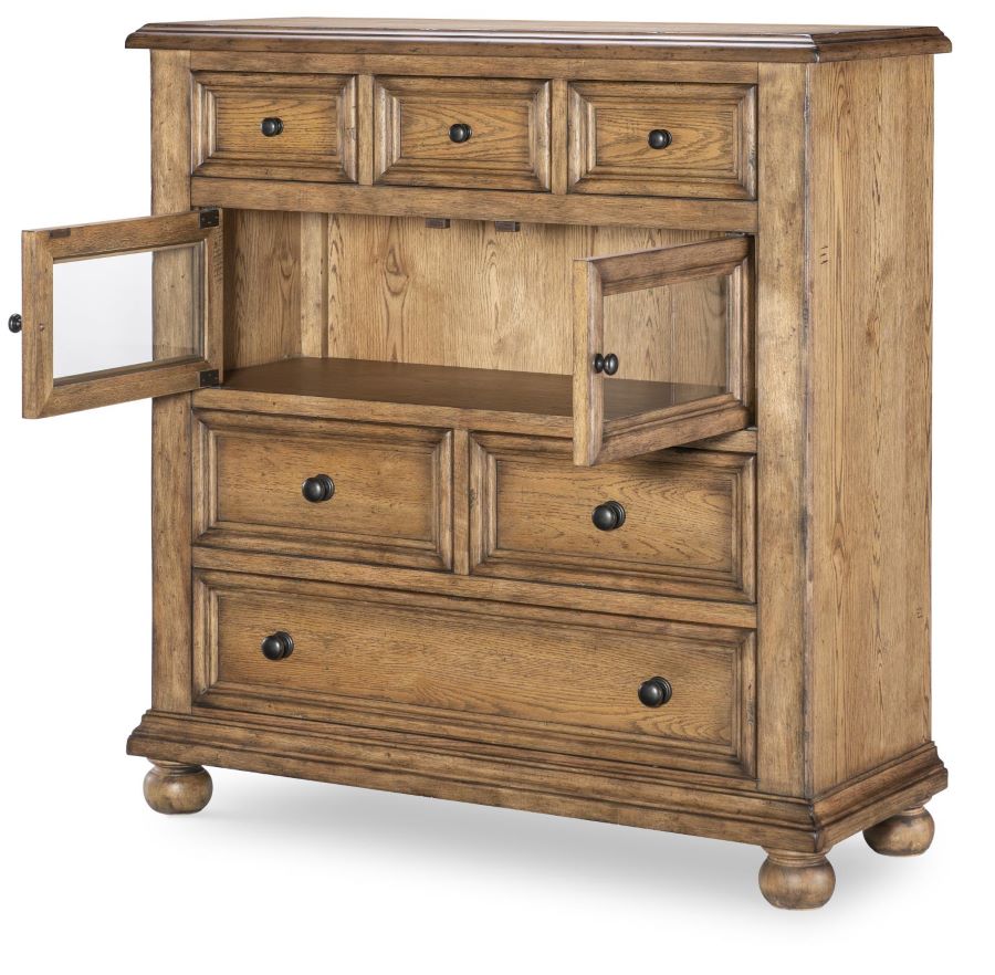 Vintage Market Glass Door Drawer Cabinet