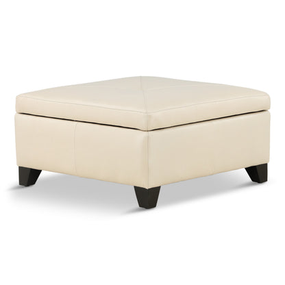 Marseille Leather Storage Ottoman with Throw Pillows