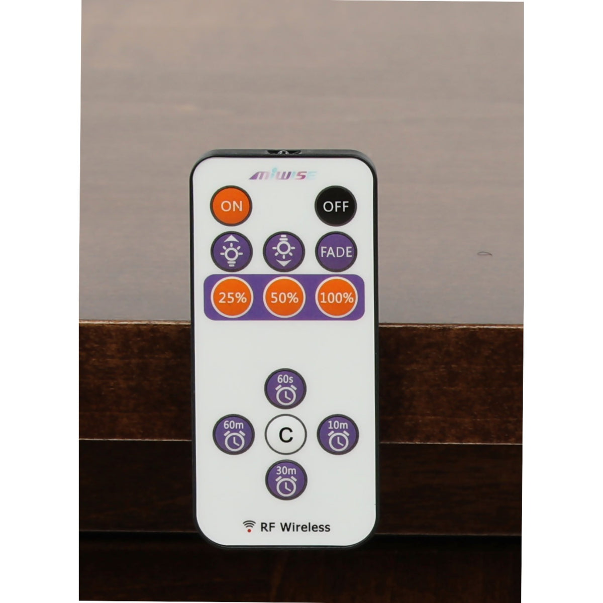 RF wireless remote control front panel with ON/OFF, fade, and timer buttons