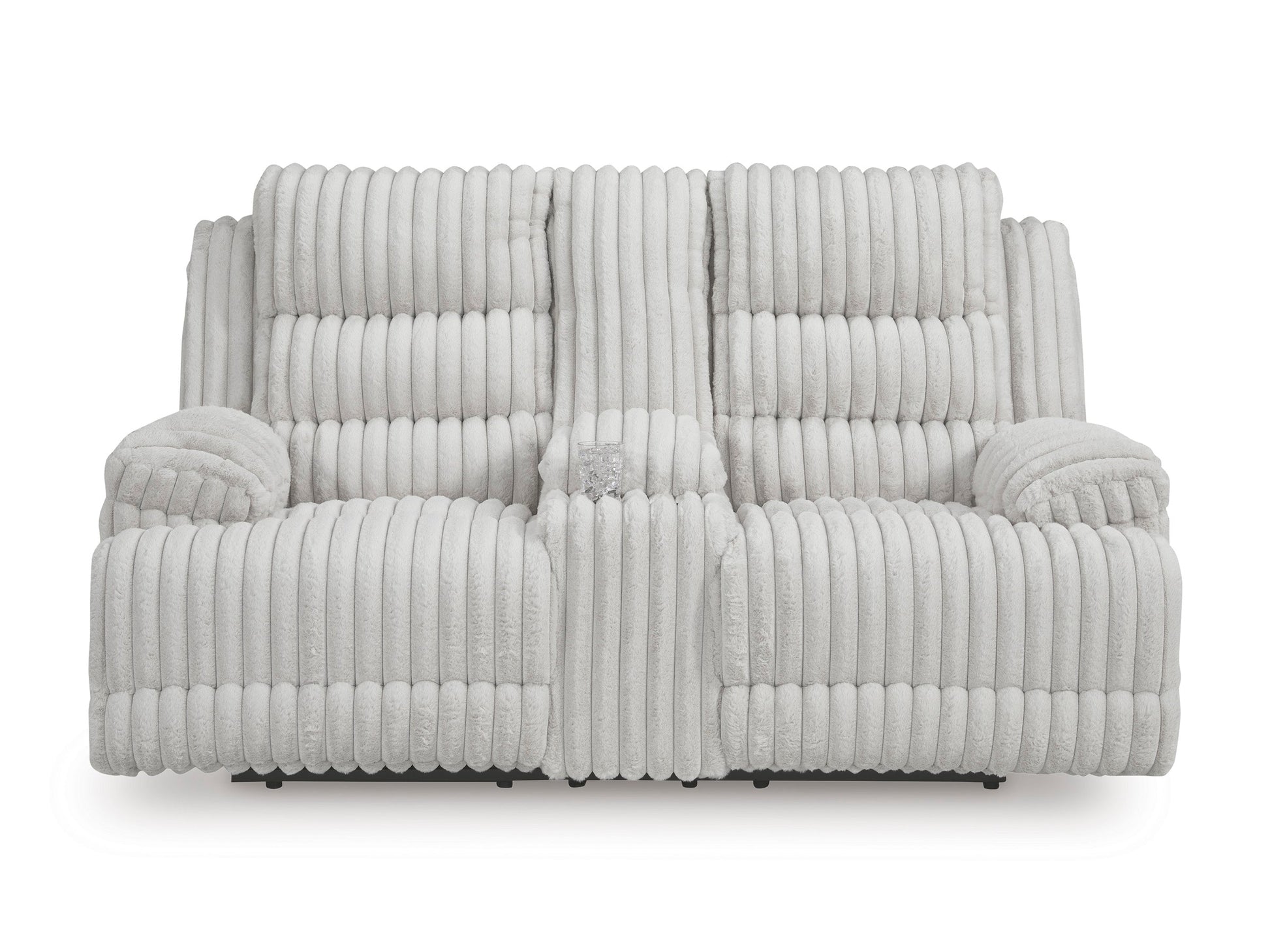 Technique Double Reclining Power Loveseat with Console Alloy