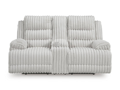 Technique Double Reclining Power Loveseat with Console Alloy