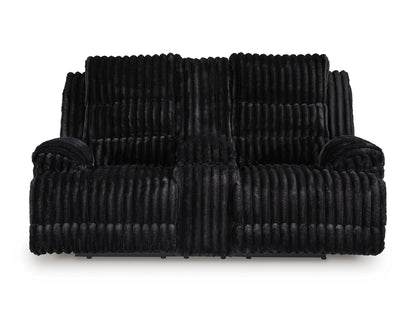 Technique Double Reclining Power Loveseat with Console Onyx