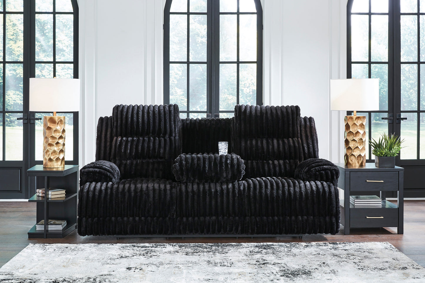 Technique Reclining Power Sofa with Drop Down Table