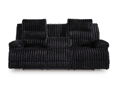 Technique Reclining Power Sofa with Drop Down Table Onyx