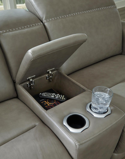 Correze 3-Piece Dual Power Leather Reclining Modular Sectional With Console And Chaise