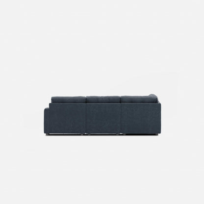 Charcoal 5-piece modular sectional sofa with wide backrests and tufted upholstery