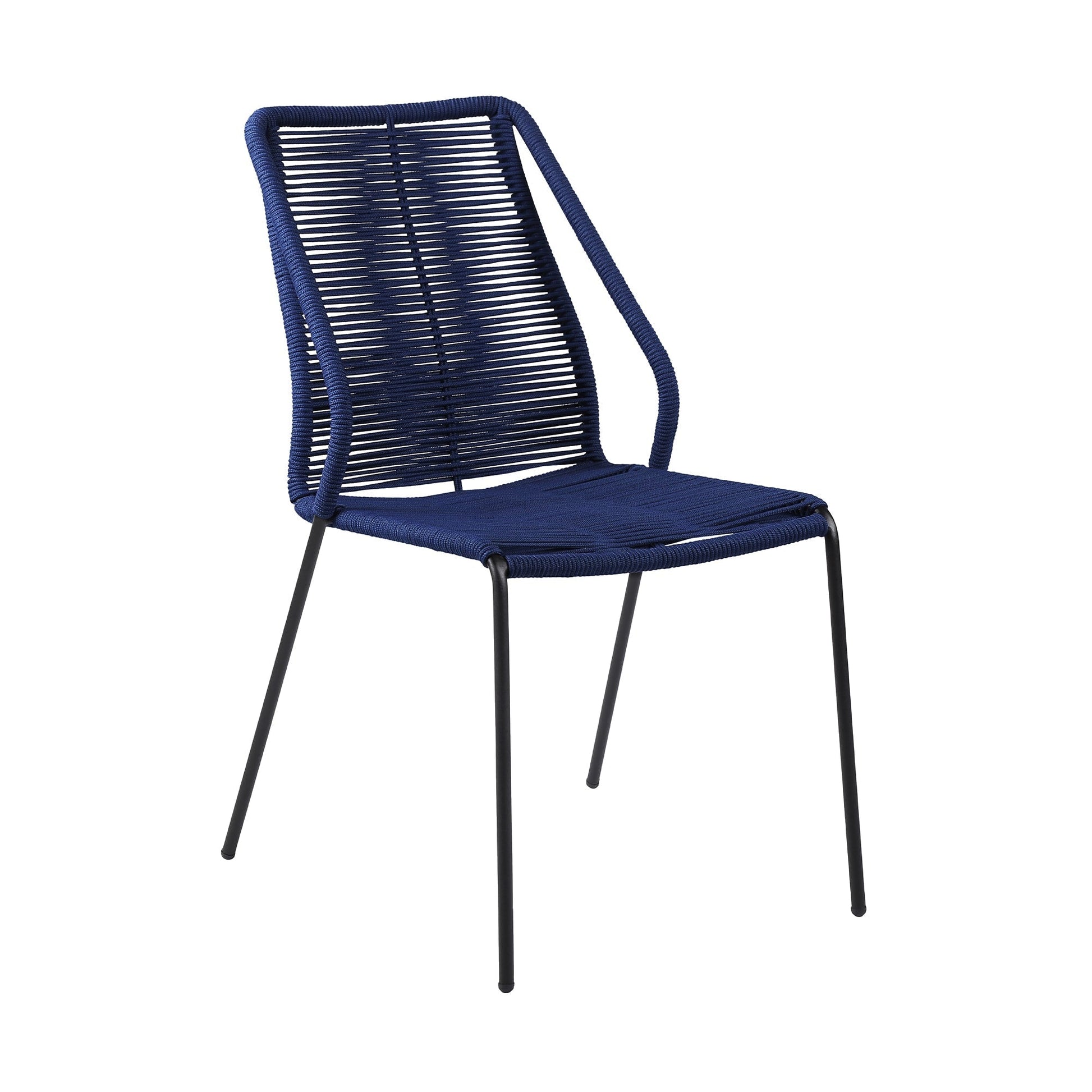 Clip Indoor Outdoor Stackable Steel Dining Chair with Blue Rope (Set o