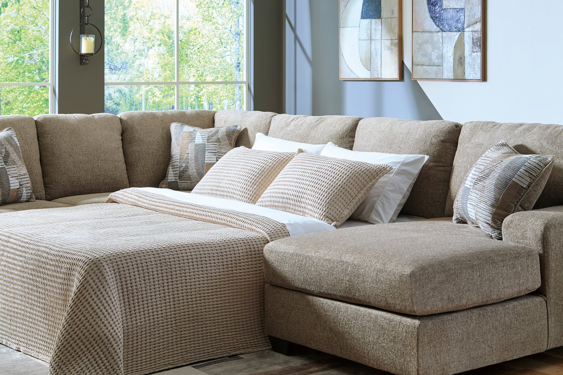 Newellen 3-Piece Right-Facing Sleeper Sectional with Chaise Hemp