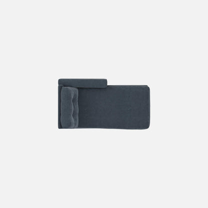 Dark navy modular one-chaise sectional chaise with squared arms and back
