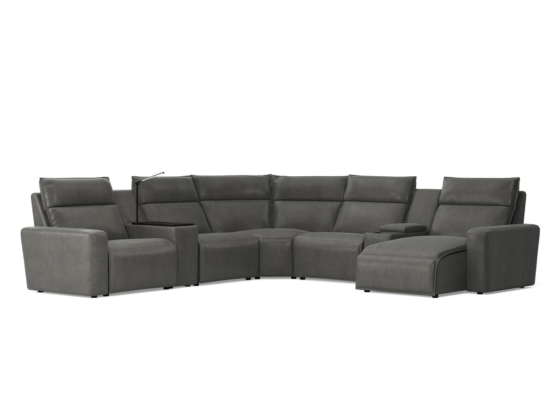 Modular Two 7-Piece Right Arm Facing Power Sectional with Chaise - Charcoal