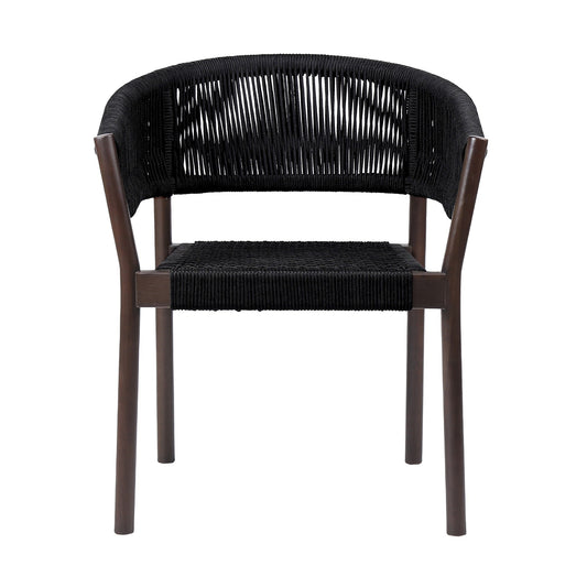 Doris Indoor Outdoor Dining Chair in Dark Eucalyptus Wood with Black R