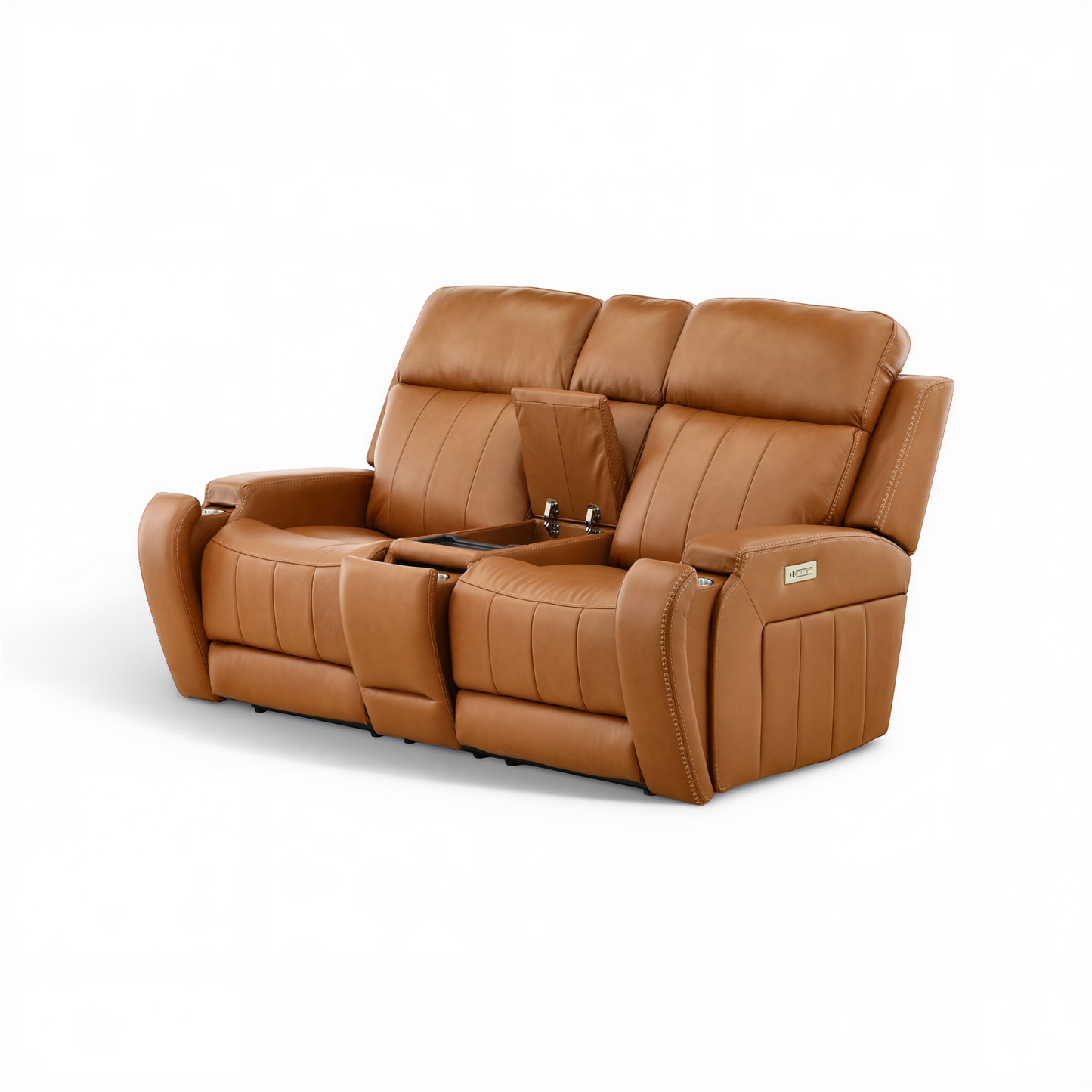 Hampton Leather Home Theater Console Loveseat