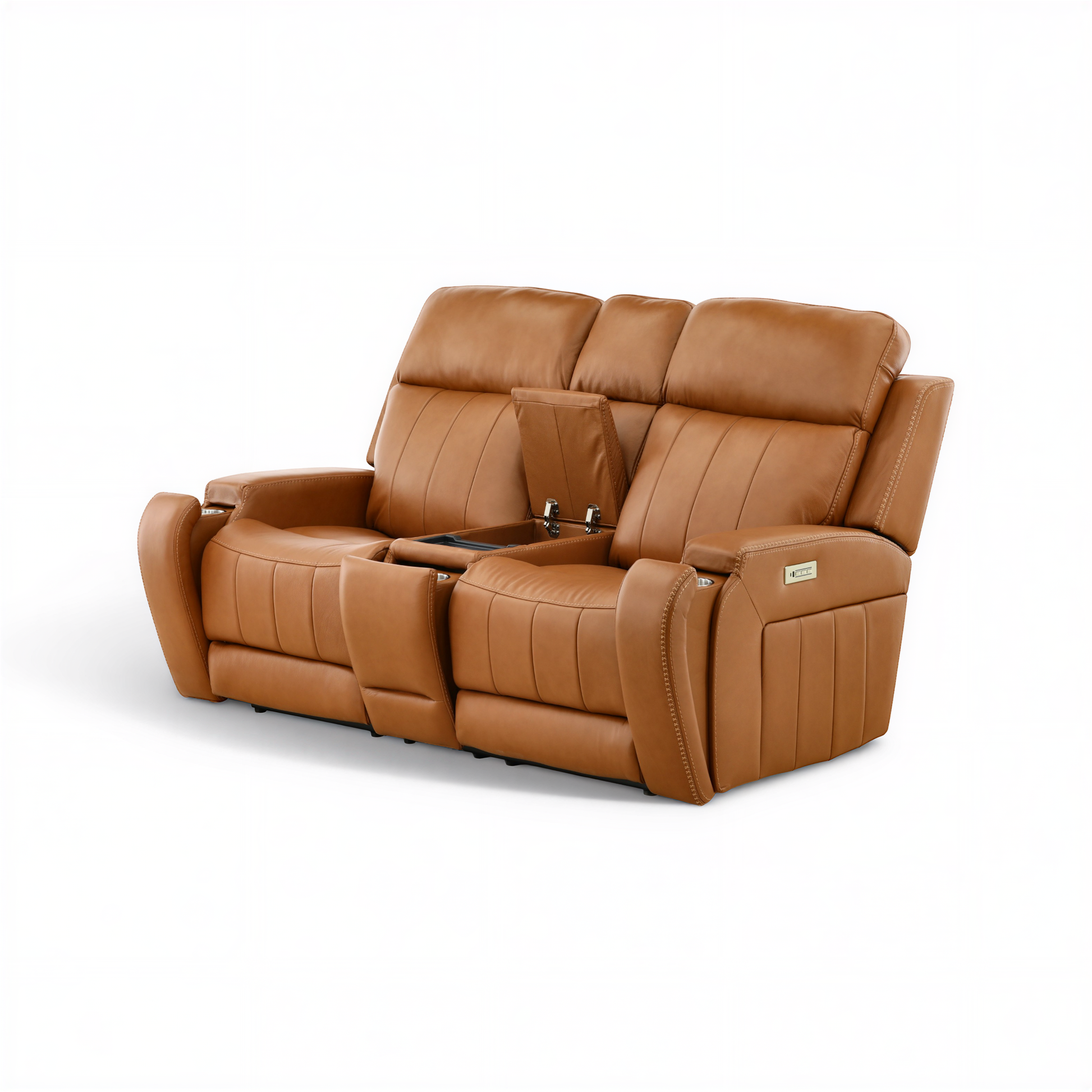 Hampton Leather Home Theater Console Loveseat