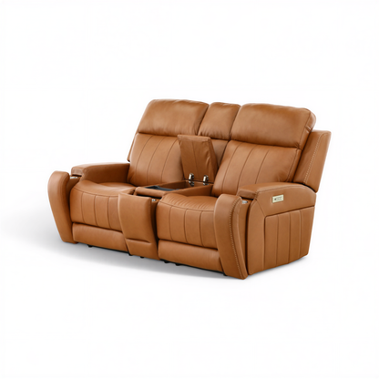 Hampton Leather Home Theater Console Loveseat